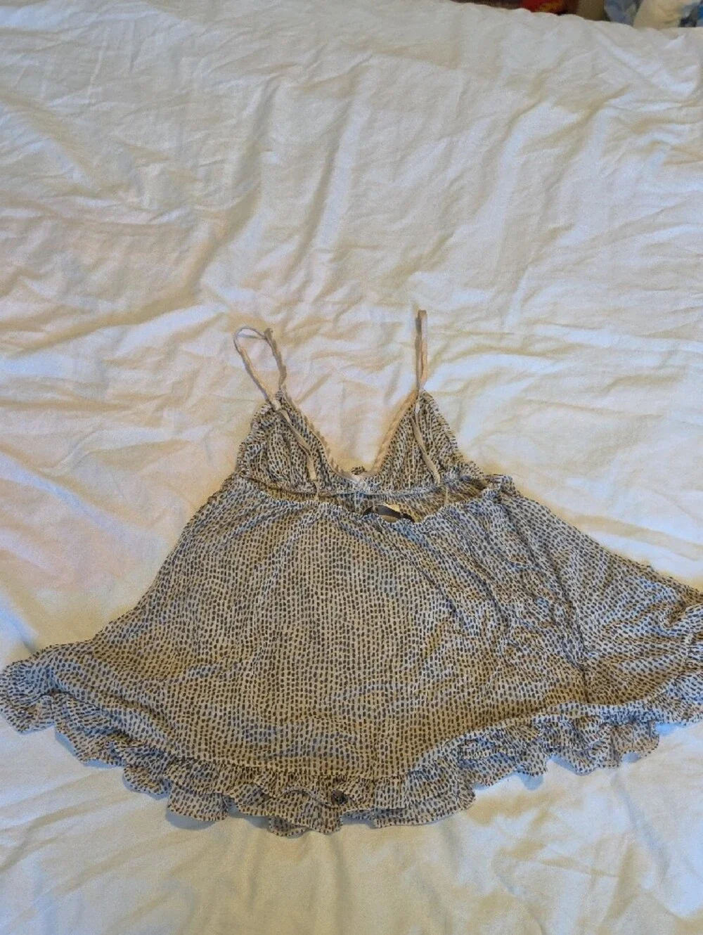 Victoria's Secret Vintage Champagne and Navy Babydoll & Bikini Set